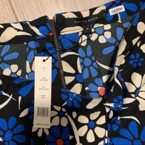 NWT Walter Baker blue white floral print mini skirt size women 4 - Picture 6 of 8